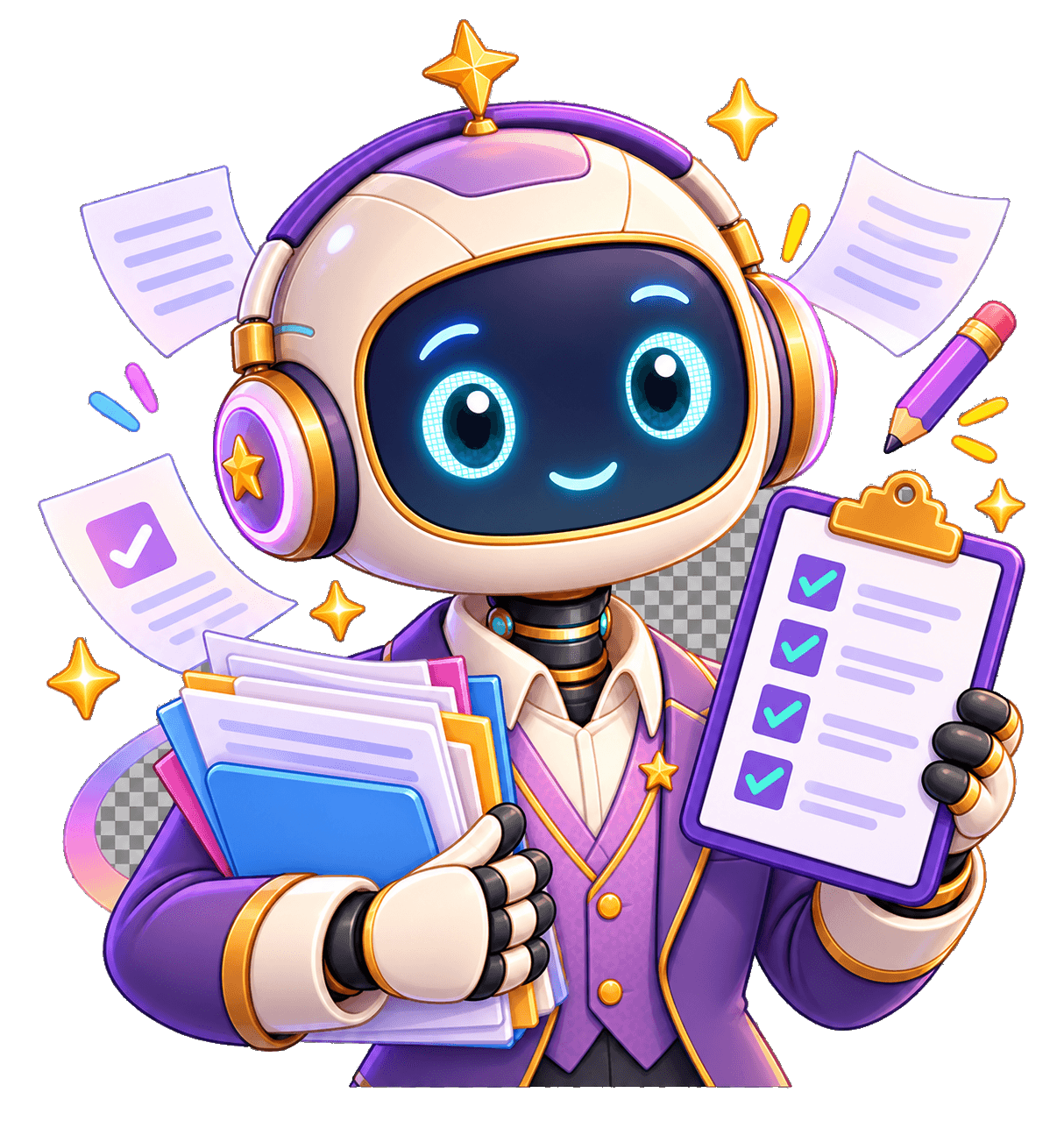Mascot cầm tài liệu học tập